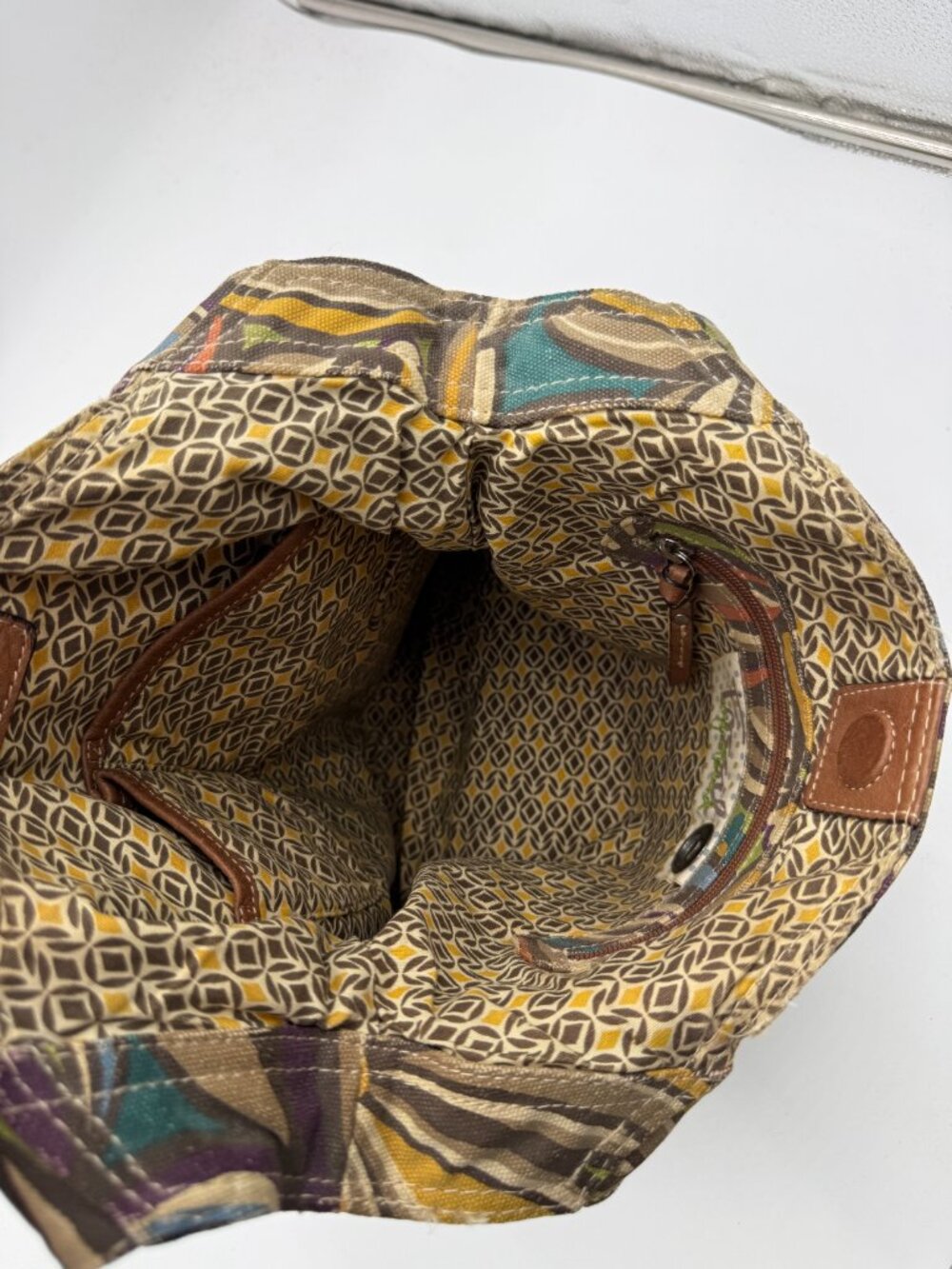 Nice Vintage Fossil Multi Color Floral Pattern Handbag - Picture 7 of 10